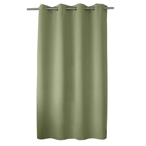 Rideau Occultant Fil Noir Avec 8 Oeillets - 140x180 Cm - Vert Olive