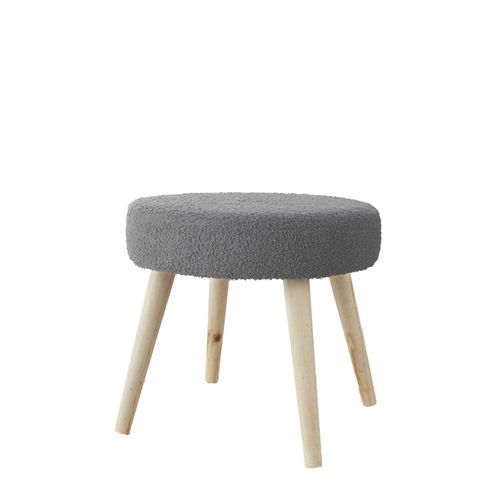 Tabouret Rond En Bouclettes - 45x45x40 Cm - Gris