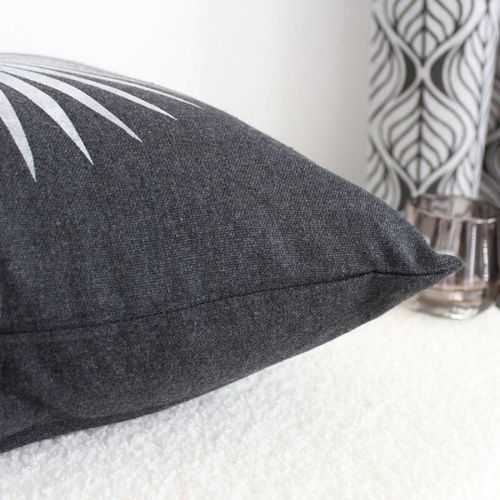 Coussin Carré Feuille De Palmier - 40x40 Cm - Gris Foncé