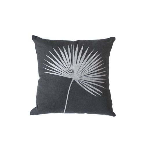 Coussin Carré Feuille De Palmier - 40x40 Cm - Gris Foncé