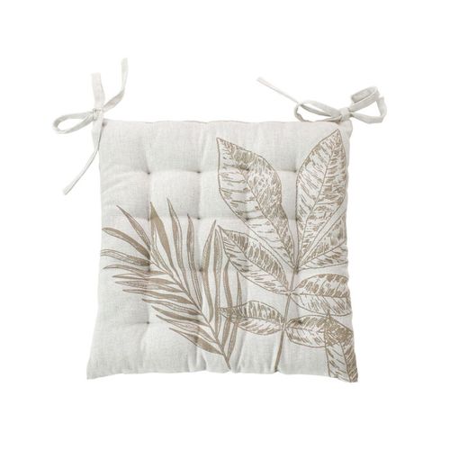 Galette De Chaise Piquée Motif Nature - 38x38 Cm - Ecru