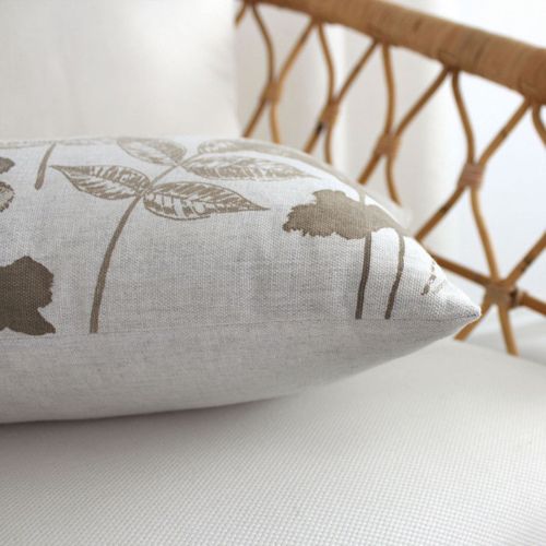 Coussin Rectangulaire Motif Nature - 30x50 Cm - Ecru