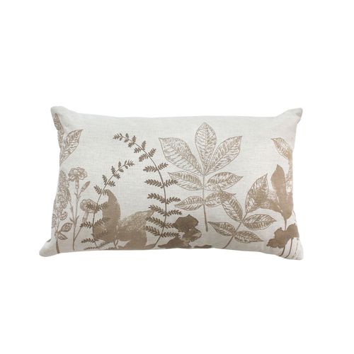 Coussin Rectangulaire Motif Nature - 30x50 Cm - Ecru