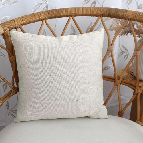 Coussin Carré - Effet Lin - 40x40 Cm - Ecru
