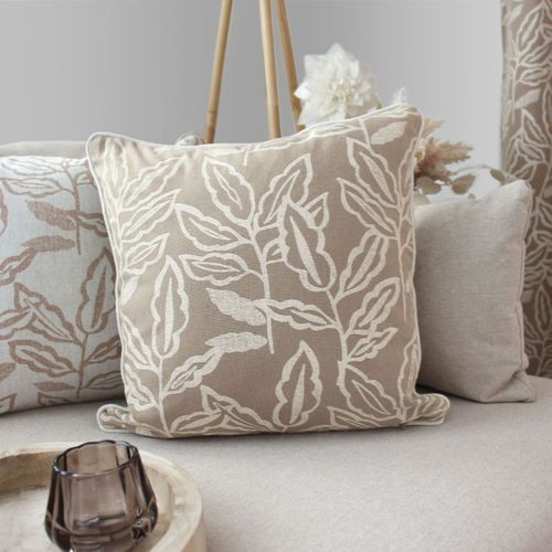 Coussin Déhoussable En Coton Recyclé Chambray - 40x40 Cm - Naturel