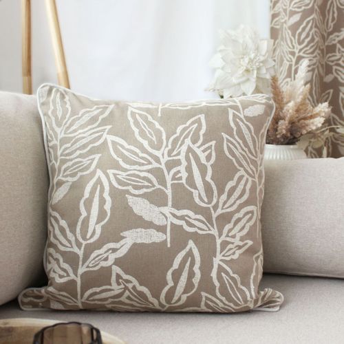 Coussin Déhoussable En Coton Recyclé Chambray - 40x40 Cm - Naturel