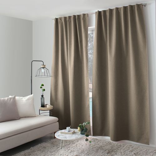 Rideau Occultant Aspect Chambray - 140x240 Cm - Taupe