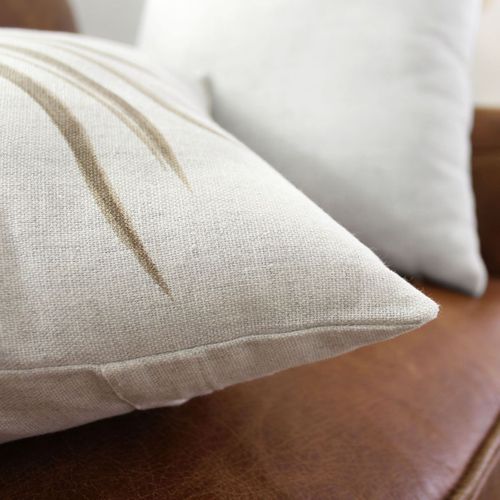 Coussin Carré Motif Nature - 40x40 Cm - Ecru