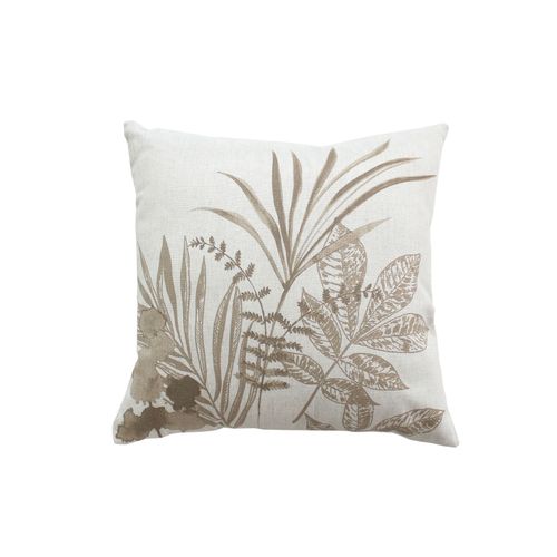 Coussin Carré Motif Nature - 40x40 Cm - Ecru