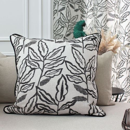 Coussin Déhoussable En Coton Recyclé Chambray - 40x40 Cm - Gris Foncé