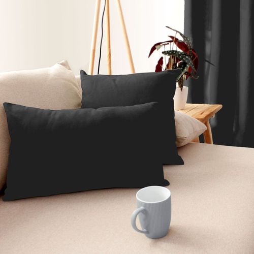 Coussin Non Déhoussable En Coton Uni - 30x50 Cm - Gris Anthracite