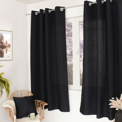 Rideau à Oeillets Uni "basic" 140x180cm Noir