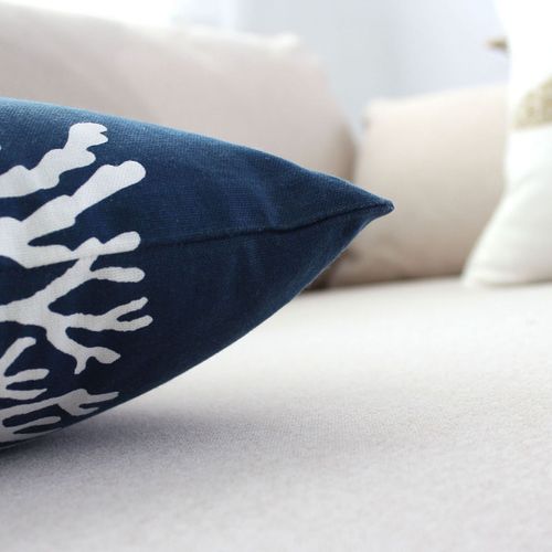 Coussin Déco Imprimé "azur" 30x50cm Bleu Marine