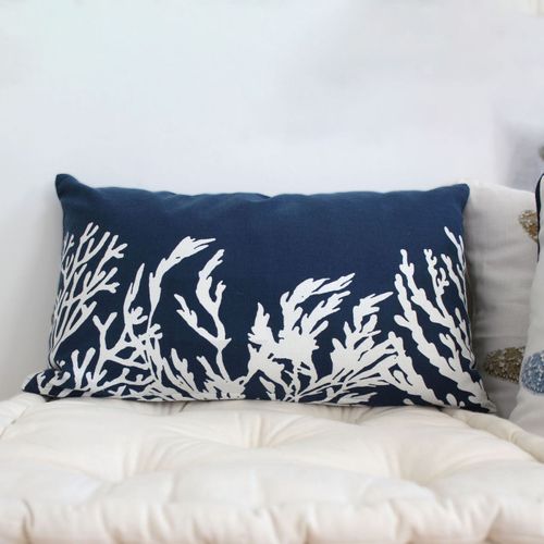 Coussin Déco Imprimé "azur" 30x50cm Bleu Marine