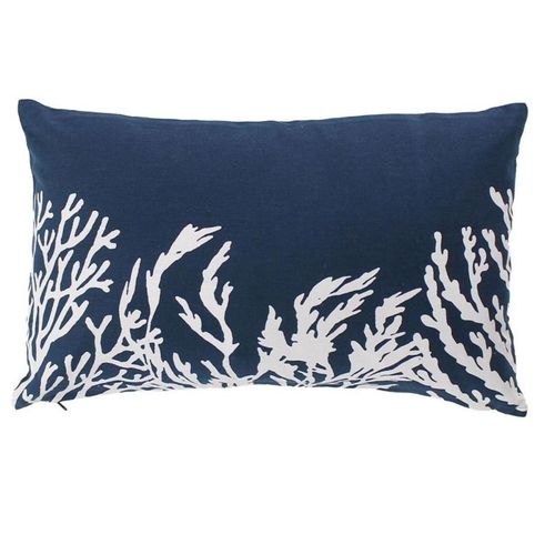 Coussin Déco Imprimé "azur" 30x50cm Bleu Marine