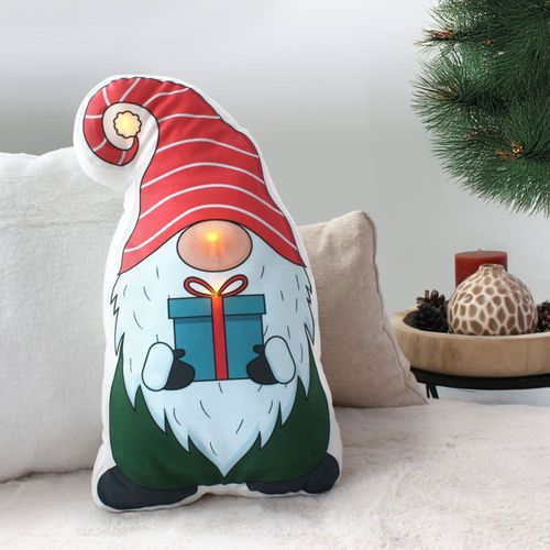 Coussin Déco De Noël 3d LED "gnome" 40cm Multicolore