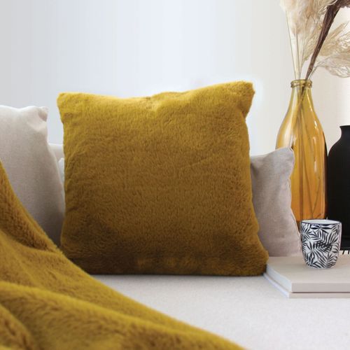 Coussin Déco Imitation Fourrure "rabbit Pop" 40x40cm Bronze