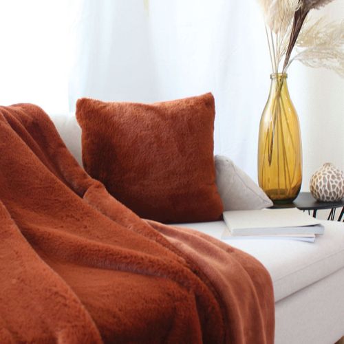 Coussin Déco Imitation Fourrure "rabbit Pop" 40x40cm Cuivre