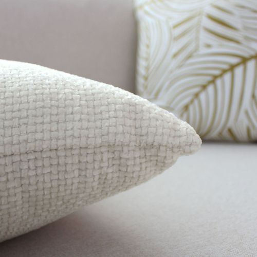 Coussin Déco En Velours "chenillé" 40x40cm Écru