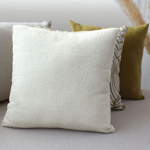 Coussin Déco En Velours "chenillé" 40x40cm Écru