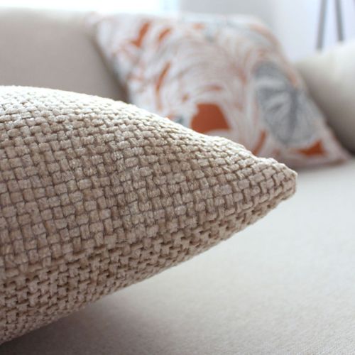 Coussin Déco En Velours "chenillé" 40x40cm Naturel