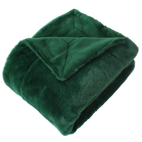Plaid - Effet Fourrure Double Face Flanelle - 125x150 Cm - Vert