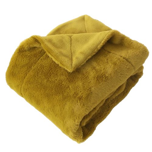 Plaid - Effet Fourrure Double Face Flanelle - 125x150 Cm - Bronze