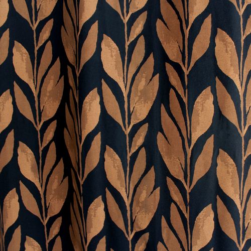 Rideau Motif Végétal Tamisant En Coton Recyclé - 140x240 Cm - Noir