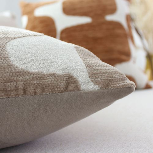 Coussin Déco à Motif "copper" 40x40cm Beige et Blanc