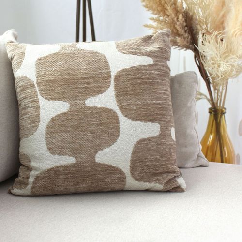 Coussin Déco à Motif "copper" 40x40cm Beige et Blanc