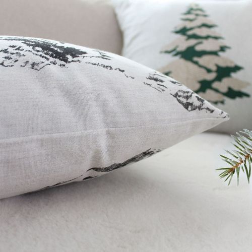 Coussin Déco De Noël "ebène" 30x50cm Écru et Anthracite