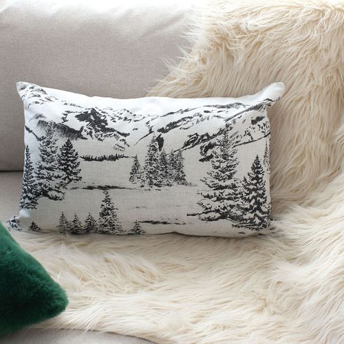 Coussin Déco De Noël "ebène" 30x50cm Écru et Anthracite