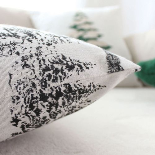 Coussin Déco De Noël "ebène" 40x40cm Écru et Anthracite