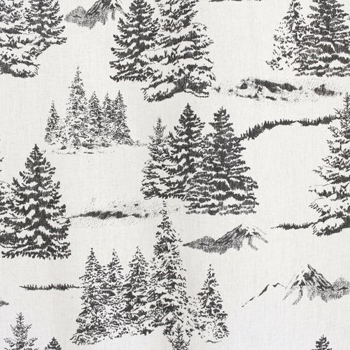 Rideau Imprimé Montagne En Coton Recyclé - 140x240 Cm - Gris Anthracite