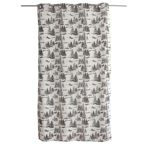 Rideau Imprimé Montagne En Coton Recyclé - 140x240 Cm - Gris Anthracite