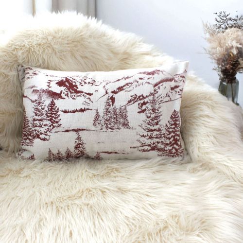 Coussin Déco De Noël "ebène" 30x50cm Écru et Rouge