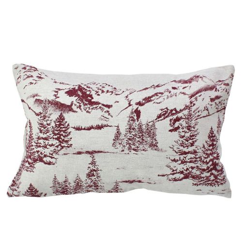 Coussin Déco De Noël "ebène" 30x50cm Écru et Rouge
