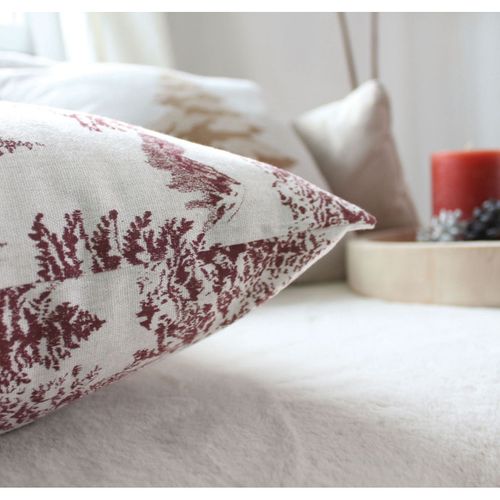 Coussin Déco De Noël "ebène" 40x40cm Écru et Rouge