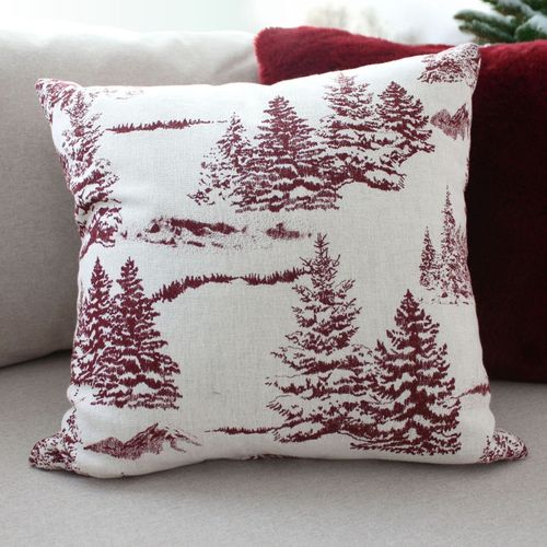 Coussin Déco De Noël "ebène" 40x40cm Écru et Rouge