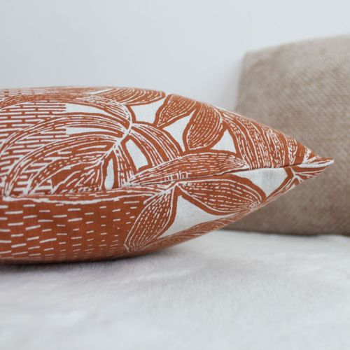 Coussin Déco Imprimé "casamance" 30x50cm Cuivre