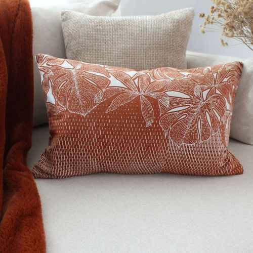 Coussin Déco Imprimé "casamance" 30x50cm Cuivre