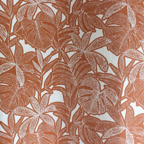 Rideau Imprimé Feuilles à Oeillets - 140x240 Cm - Brique