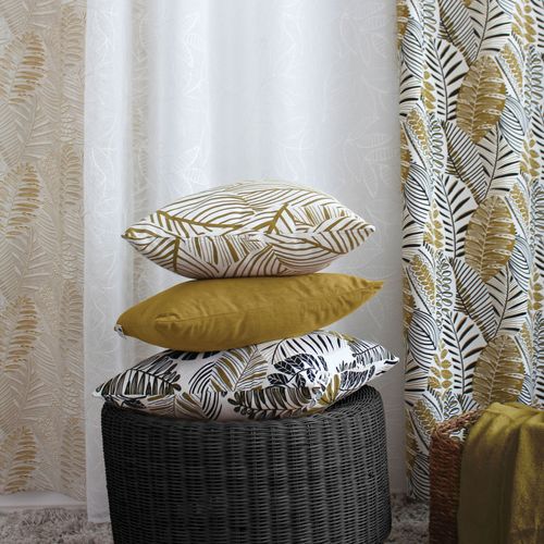 Coussin Déco Imprimé "édition" 40x40cm Écru et Bronze