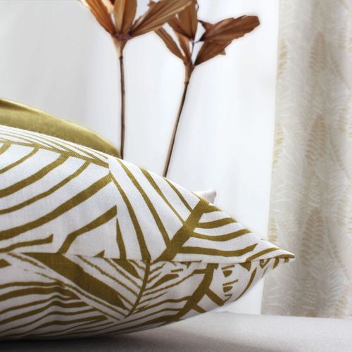 Coussin Déco Imprimé "édition" 40x40cm Écru et Bronze