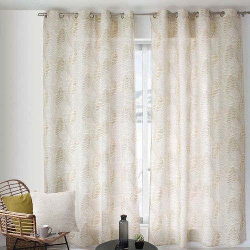 Rideau Imprimé Feuillage En Coton Recyclé - 140x240 Cm - Bronze