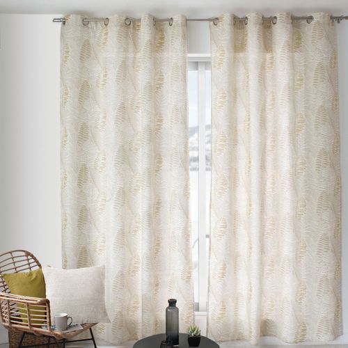 Rideau Imprimé Feuillage En Coton Recyclé - 140x240 Cm - Bronze