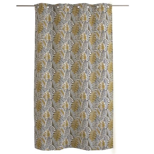 Rideau Imprimé Feuillage En Coton Recyclé - 140x240 Cm - Noir