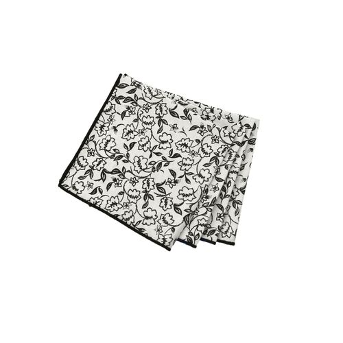 Lot De 4 Serviettes De Table Motif Fleuri - 40x40 Cm - Ecru