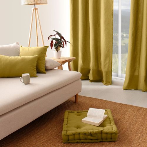 Coussin De Sol Uni En Pur Coton - 50x50x10 Cm - Bronze