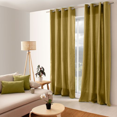 Rideau Coloré En Pur Coton 8 Oeillets - 135x240 Cm - Bronze